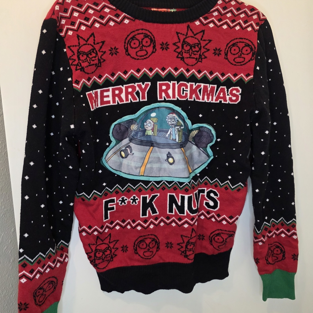 Spencer's Black and Red Merry Rickmas Sweater